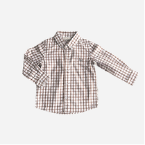 Boys tan check dress shirt button up formal shirt at Tajoh and gg
