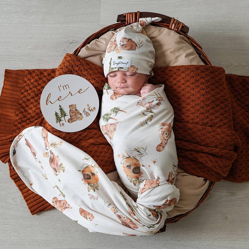 Bears Organic Jersey Wrap & Beanie Set