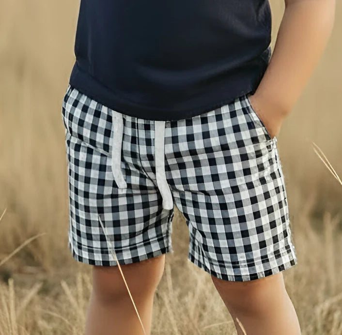 BOYS SONNY SHORTS - NAVY CHECK