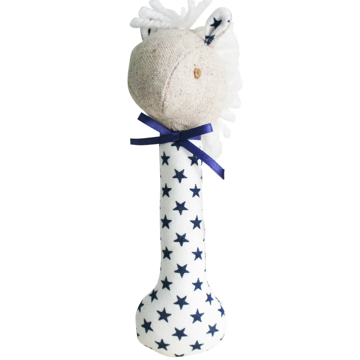 Horse Stick Rattle White Navy Star - AVAILABLE ONLINE ONLY
