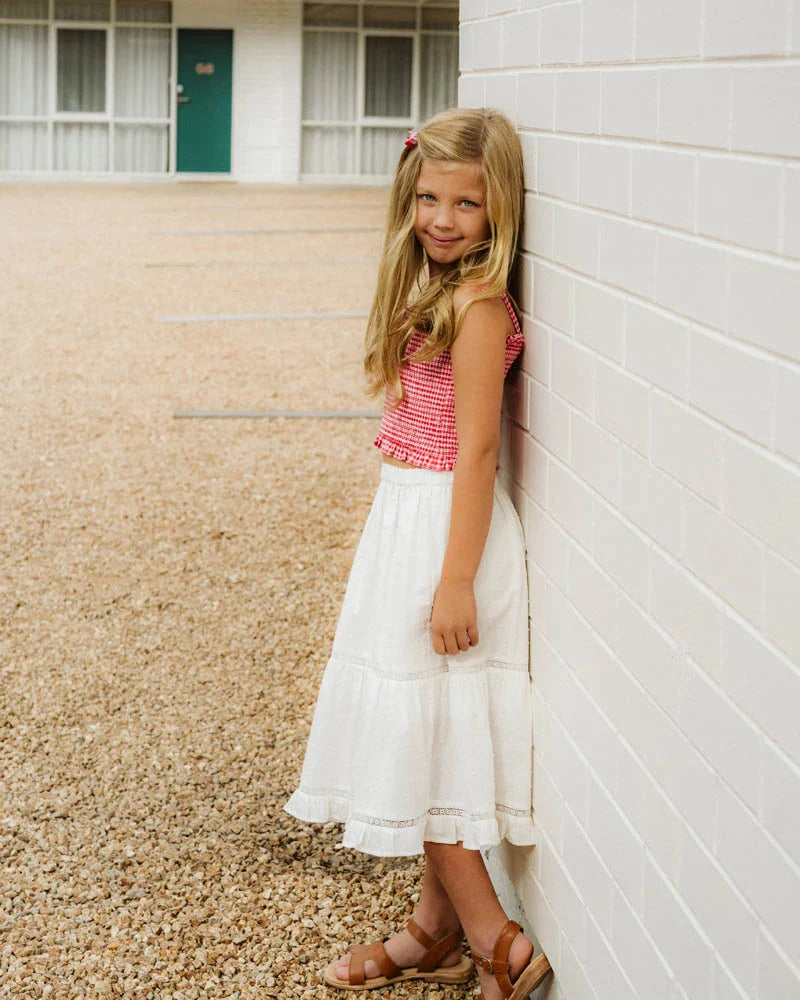 Girls white midi cotton skirt at Tajoh & GG
