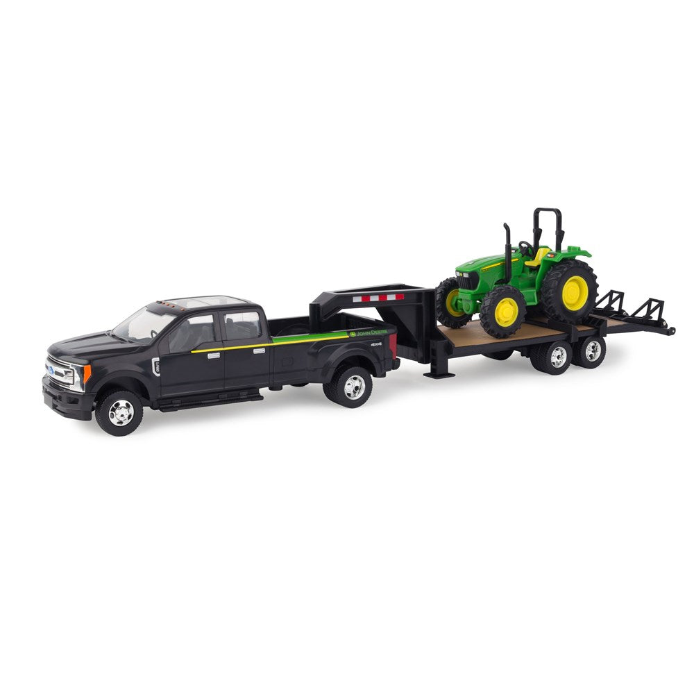 1:32 2017 FORD F-350 PICKUP TRUCK W/GOOSENECK TRAILER AND JD 5075E TRACTOR.