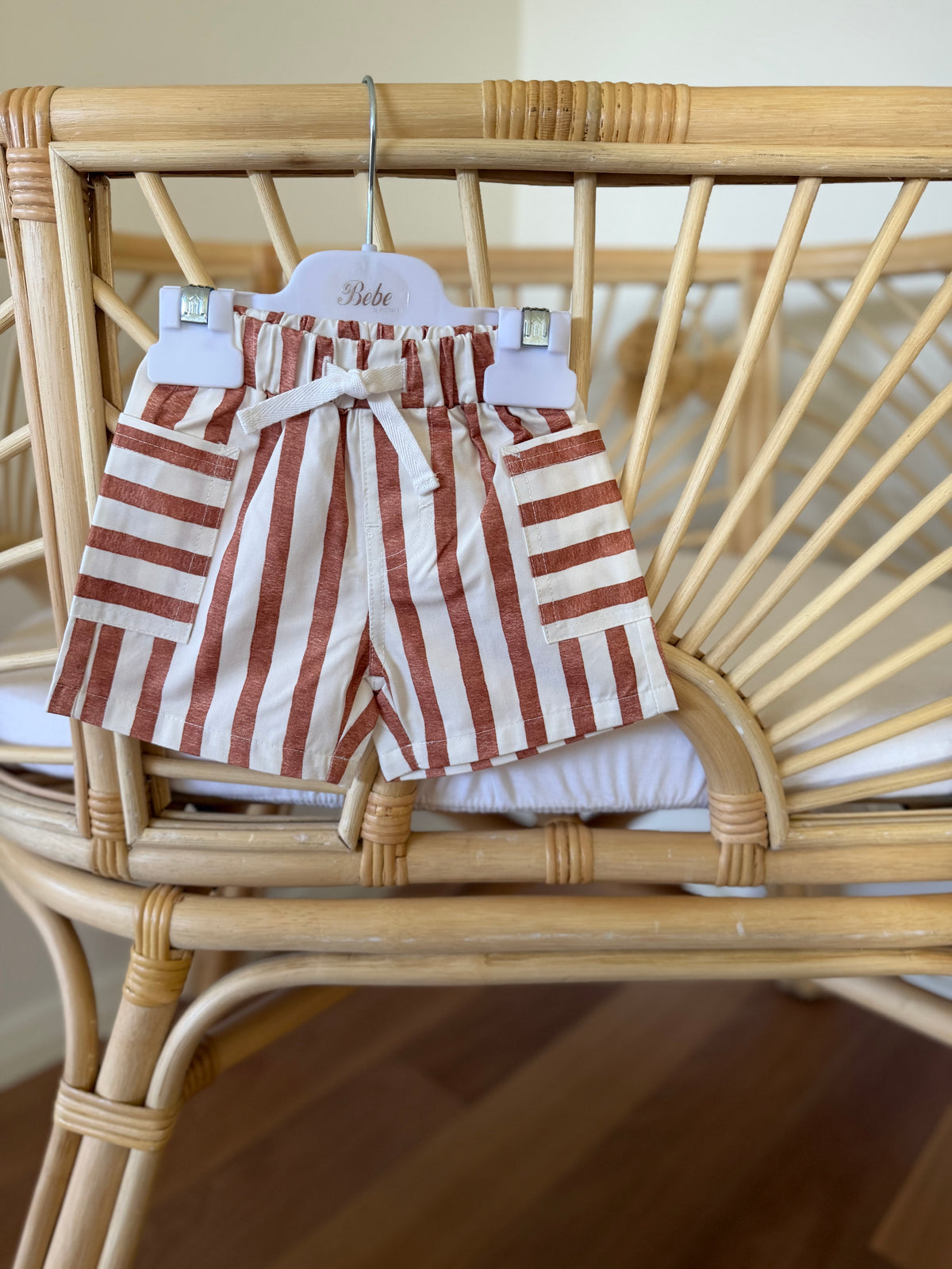 Baby boys cotton stripe shorts at Tajoh and gg