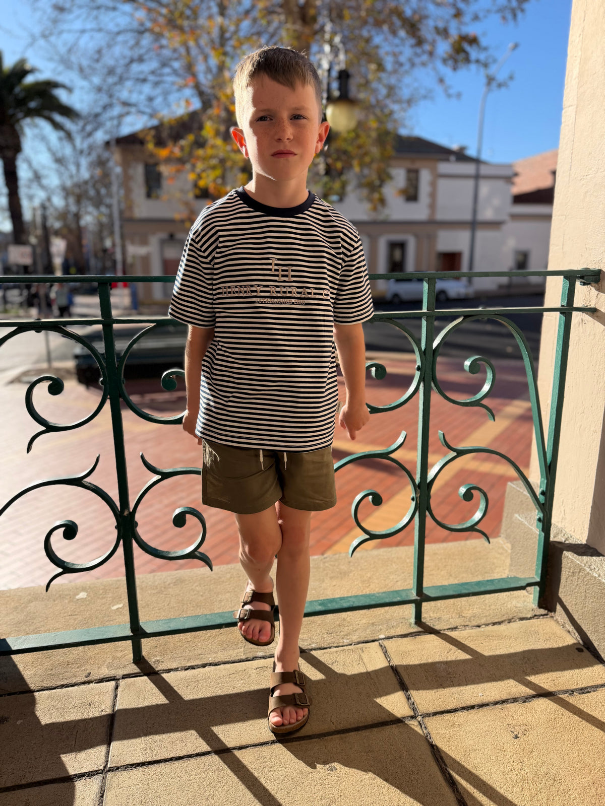 Boys Henry Rural Co Tee - Navy White Stripe