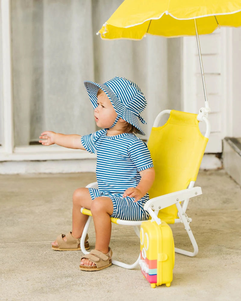 Baby boys blue and white stripe swim hat at Tajoh and gg