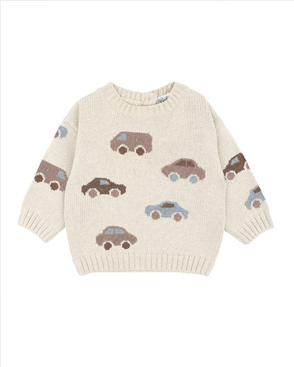 ALVIN CAR PRINT KNITTED JUMPER