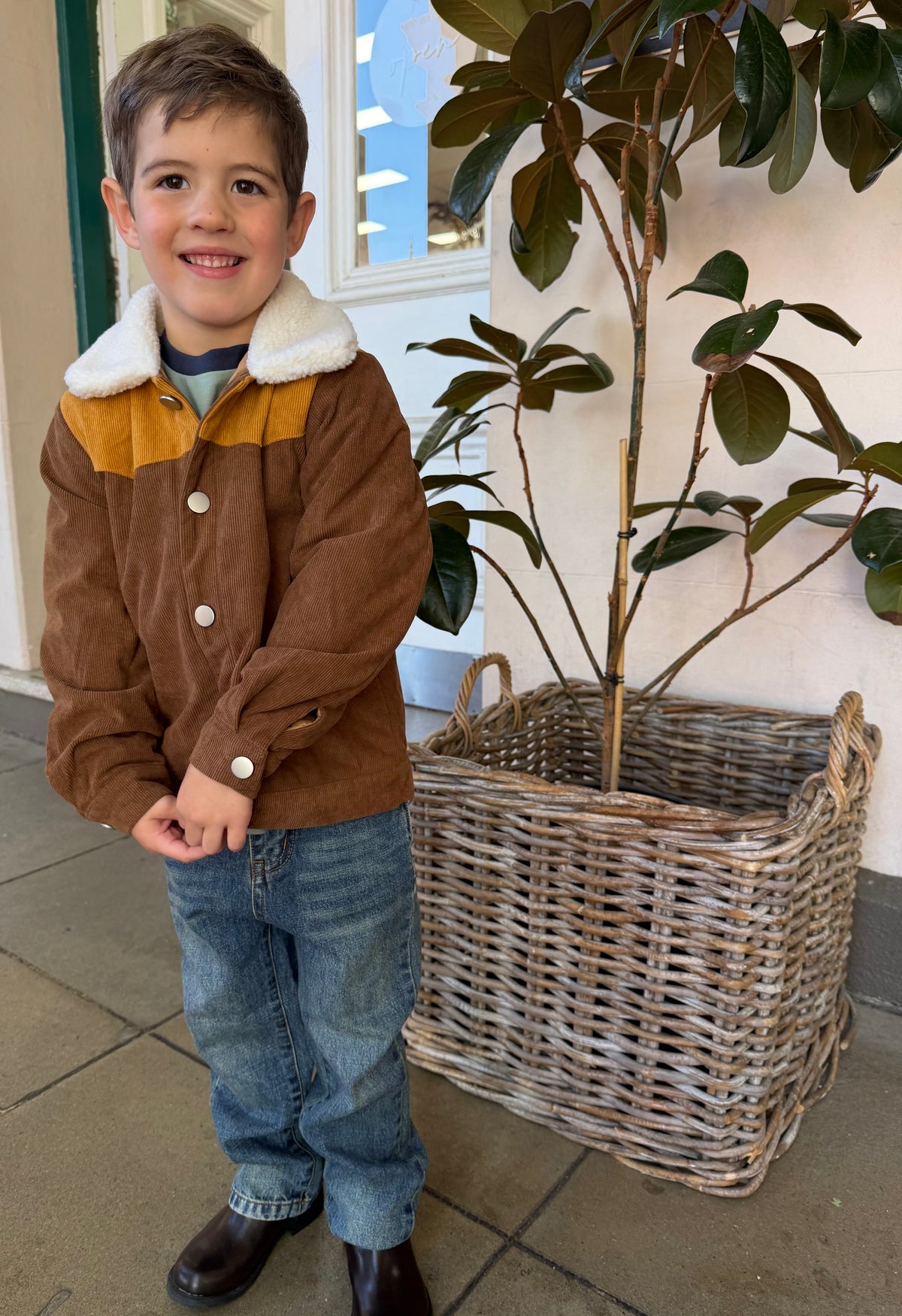 Boys Brown Two Toned Jacket