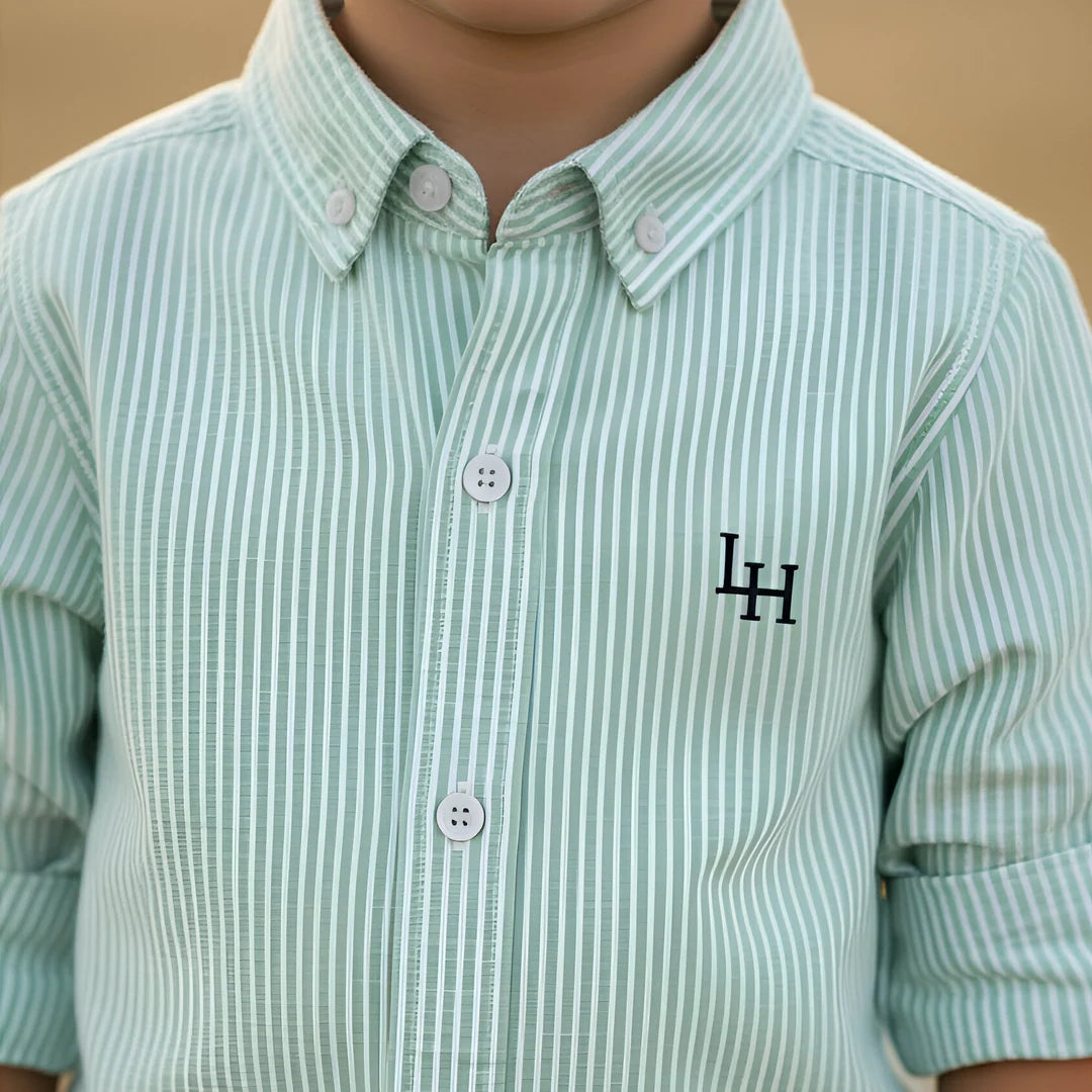 Boys Dress Shirt - Mint Pinstripe
