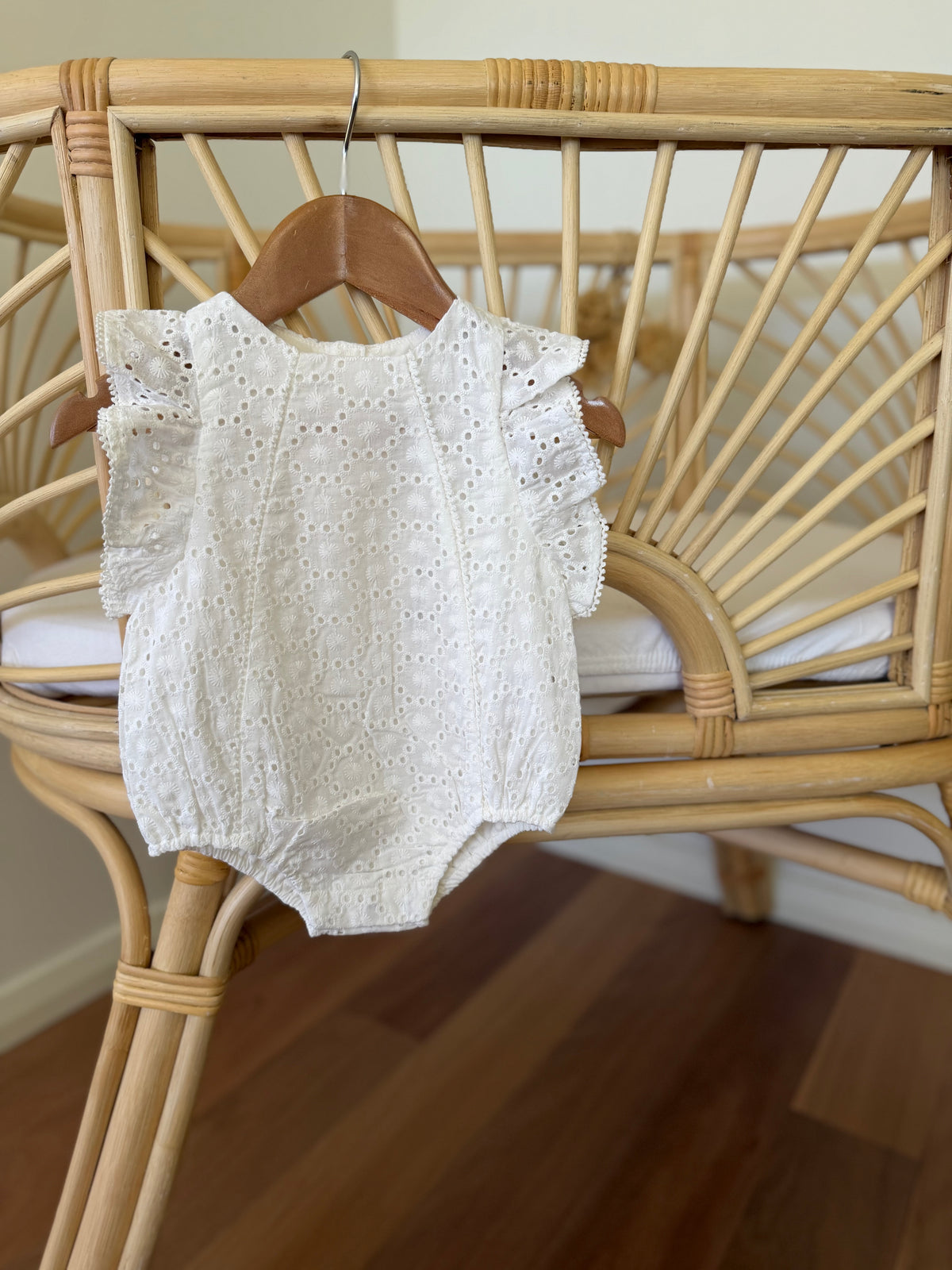 Baby girls white bodysuit romper, special occasion romper, family photos outfit at Tajoh & GG