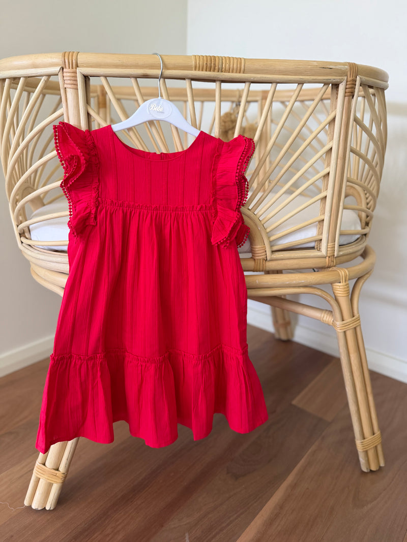 Girls red dress matching kids Christmas dress outfit at Tajoh and gg