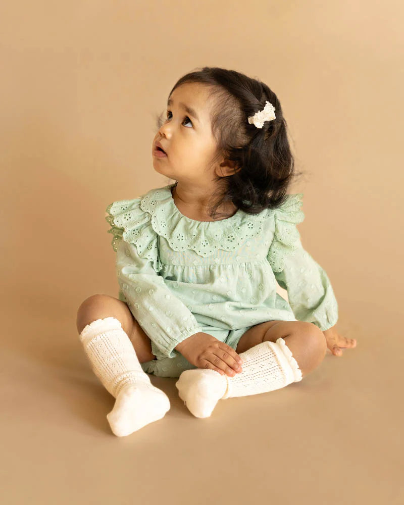 FERN ORGANIC DOBBY LS ROMPER