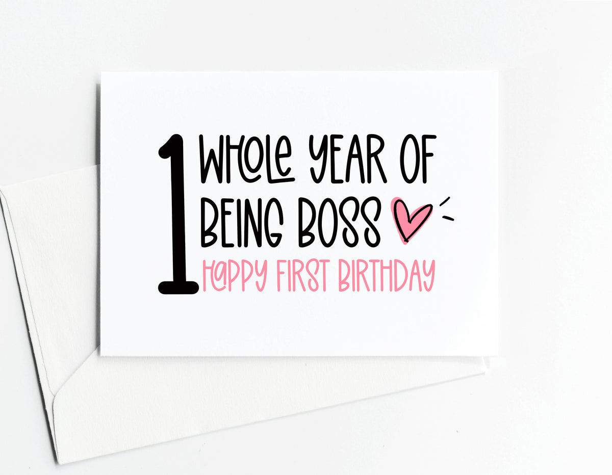 Funny Girl First Birthday Card for Baby Turning One Year