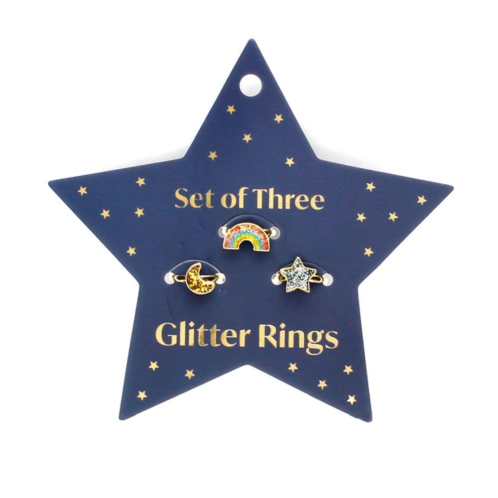 Rex London Glitter Rings/3 - Star, Rainbow  Moon