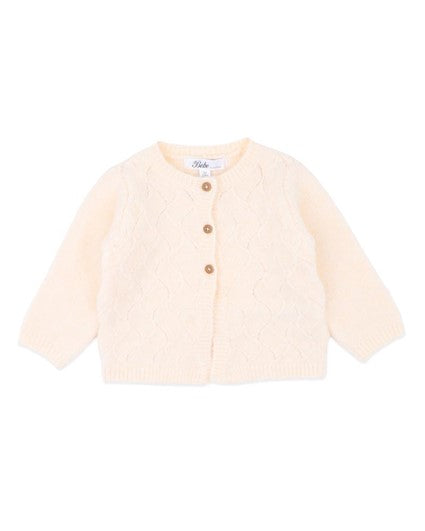 GIRLS CREAM KNITTED CARDIGAN