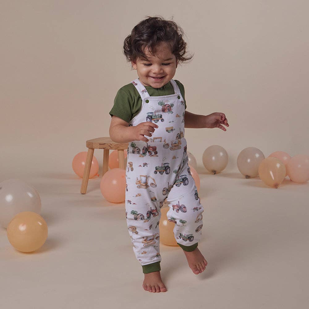 Diggers & Tractors Organic Snuggle Overalls