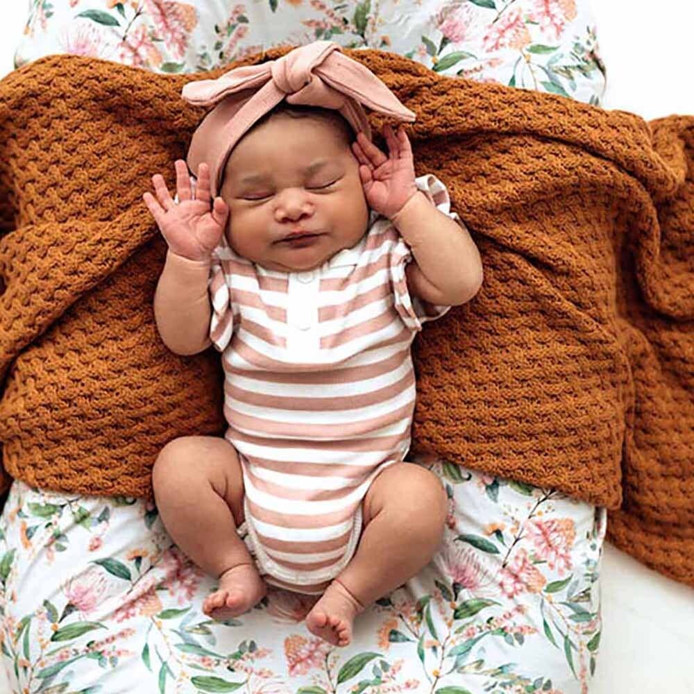 Rose Milk Stripe Short Sleeve Organic Bodysuit