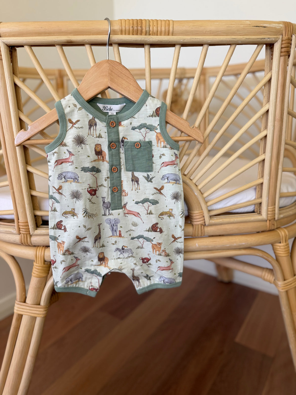 Elephant, safari, animal baby romper at Tajoh and gg