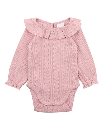 DUSKY PINK ORGANIC POINTELLE LS BODYSUIT