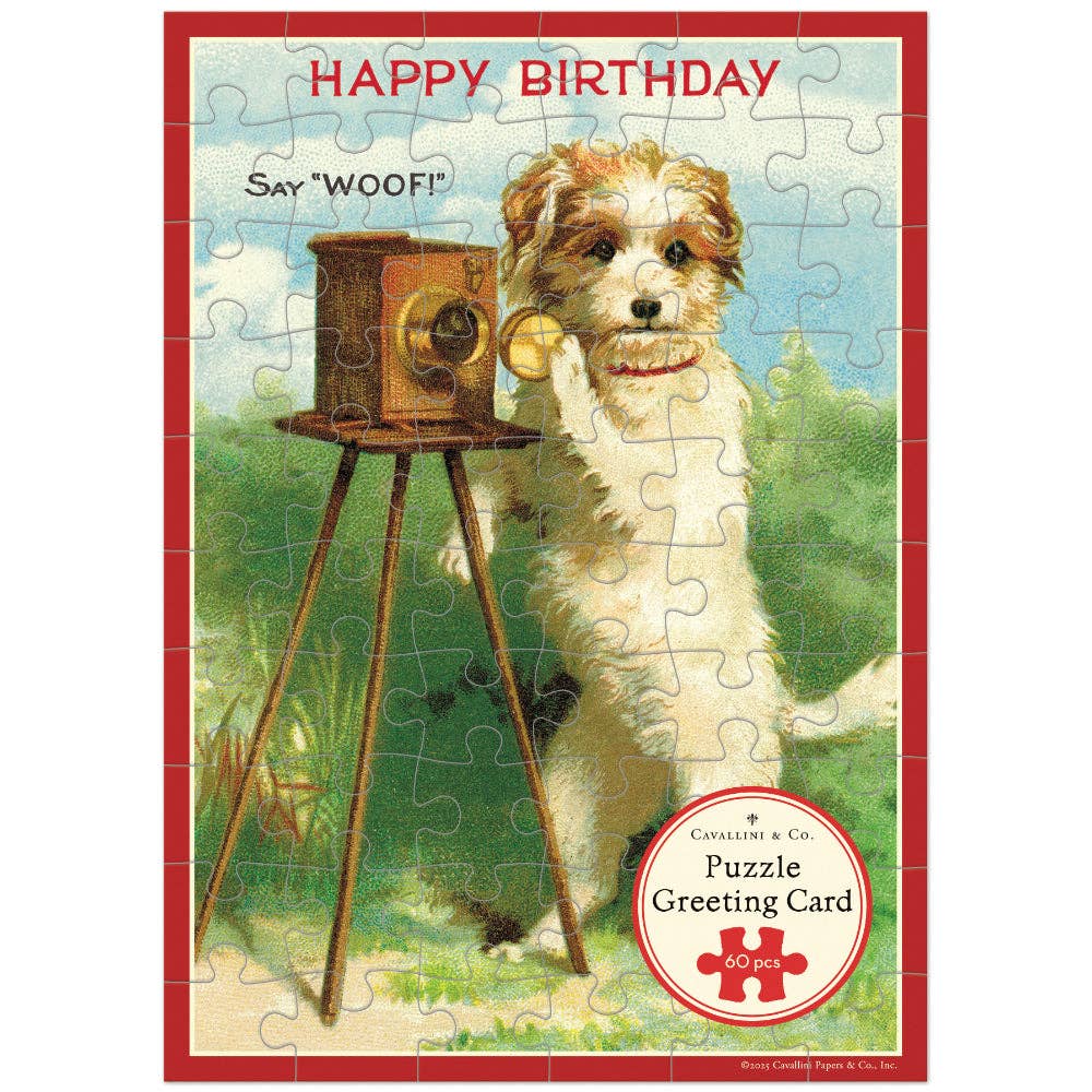 Cavallini Puzzle Greeting Card 60 Pc - Dog