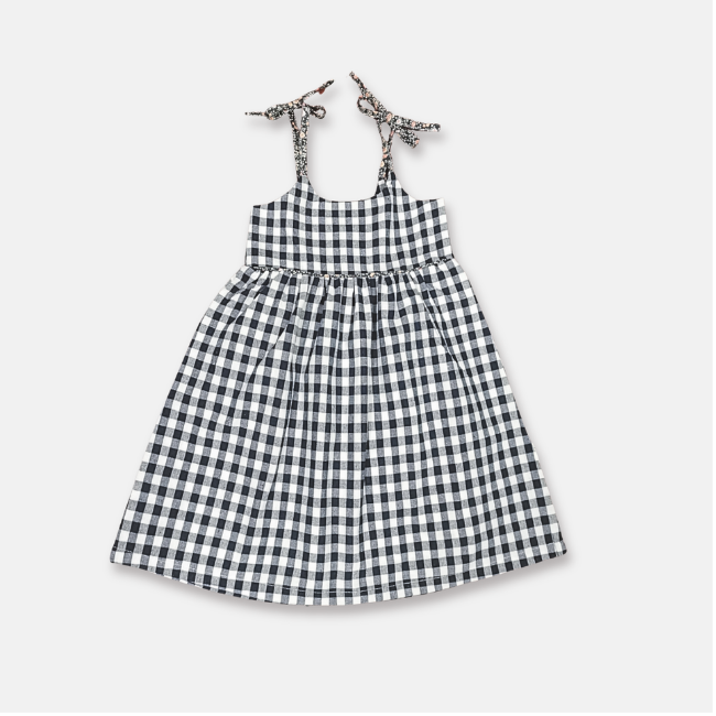 Girls Eden Dress - Navy Check
