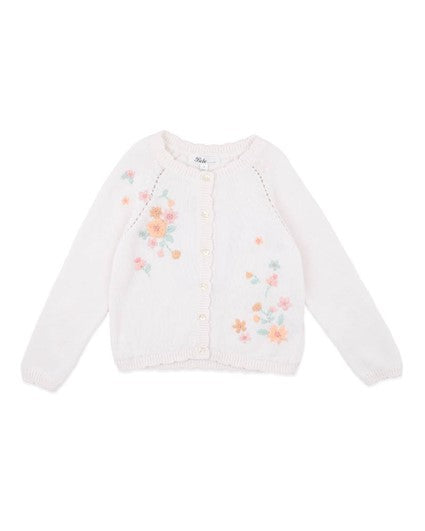FERN HAND EMB. ORGANIC CARDIGAN 3-7 YRS