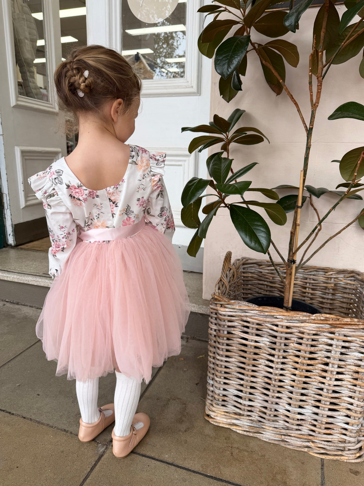 Audrey Rose Girls Long Sleeve Dress - Dusty Pink