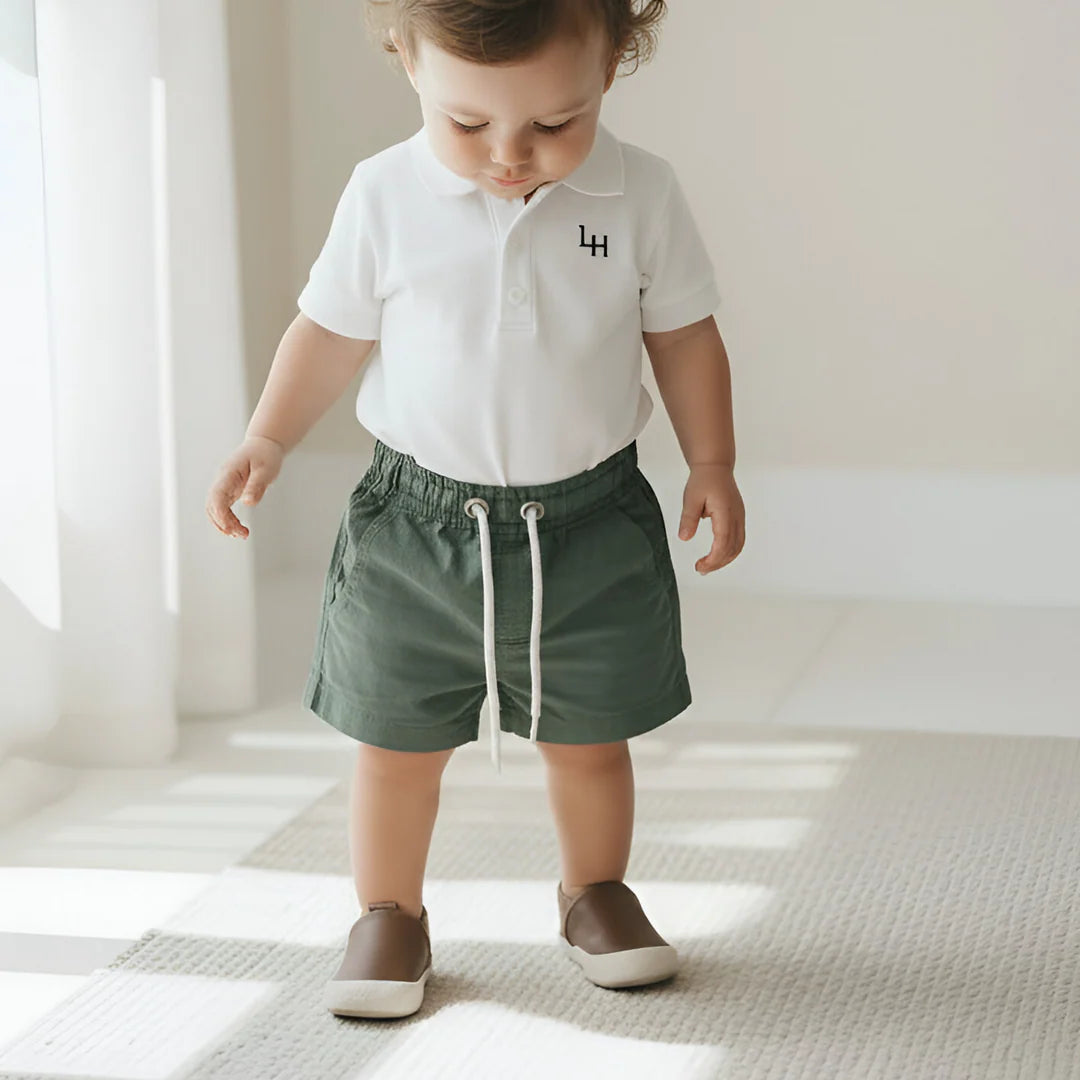 BABY BOYS SONNY SHORT - GREEN LINEN
