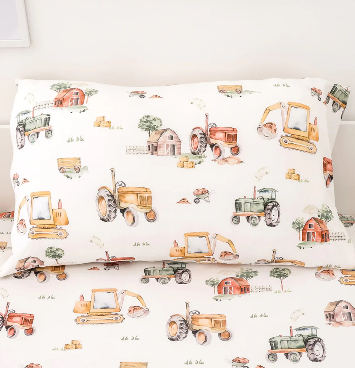 Diggers & Tractors Organic Cotton Single Pillowcase