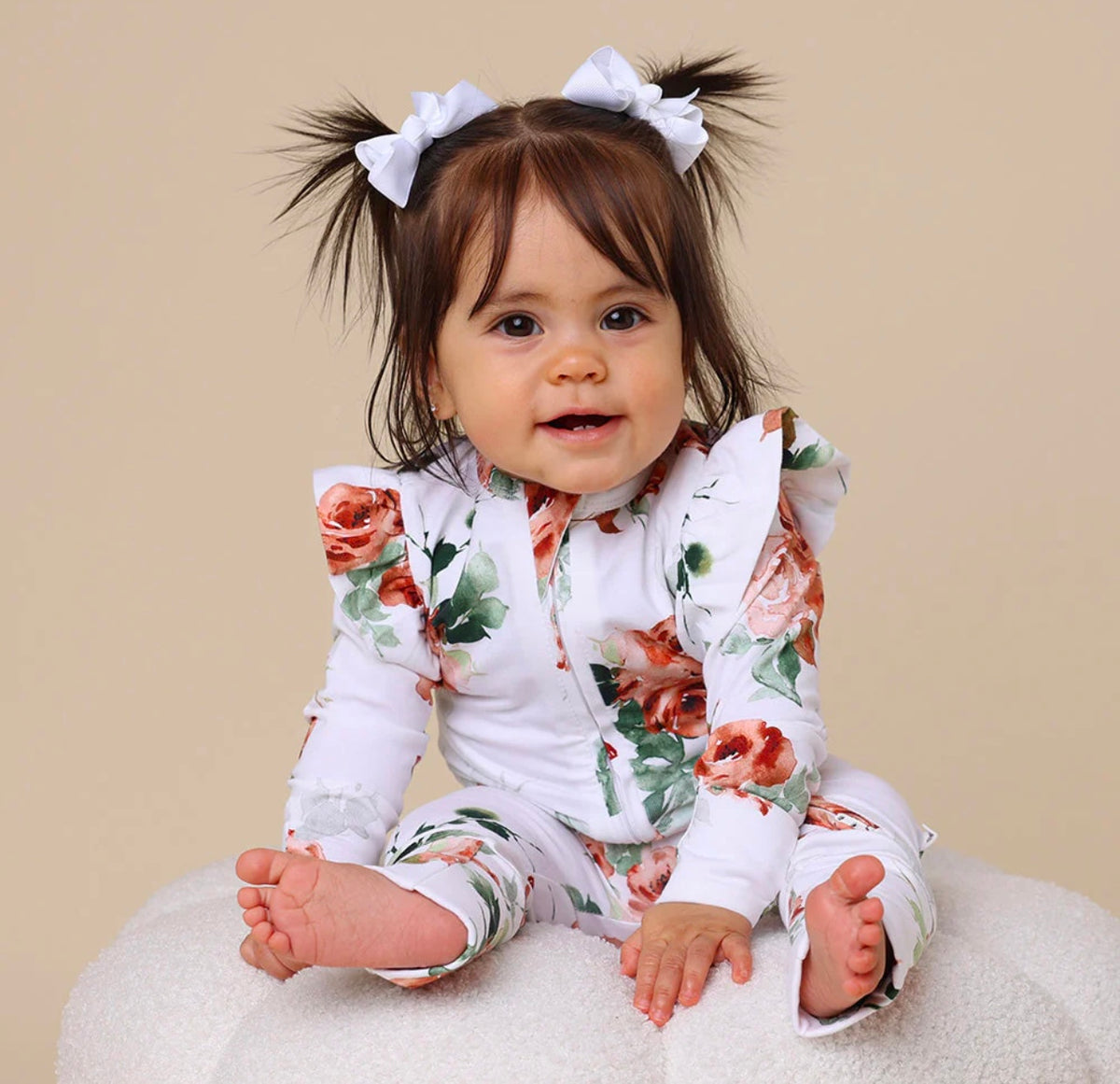 Rosebud Organic Snugglesuit Convertible Romper with Frill