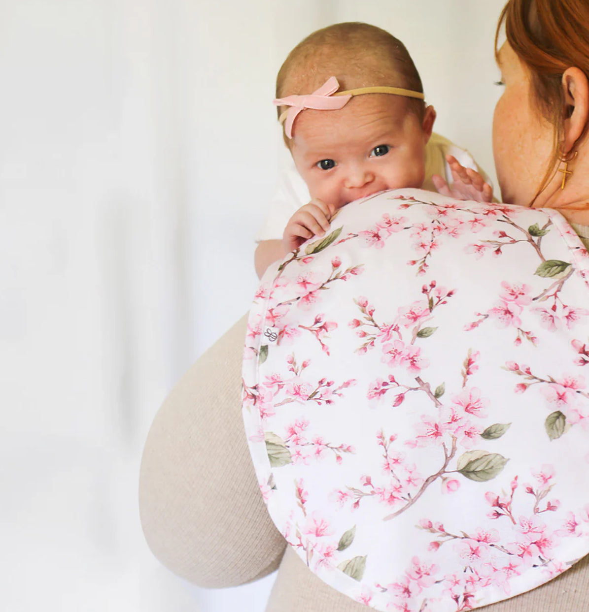 Cherry Blossom Organic Cotton Burp Cloth