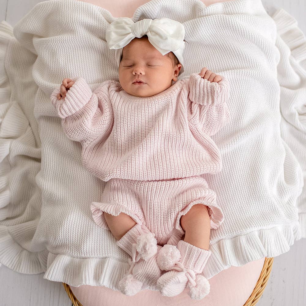 Blush Pink Oversized Cotton Knit Jumper