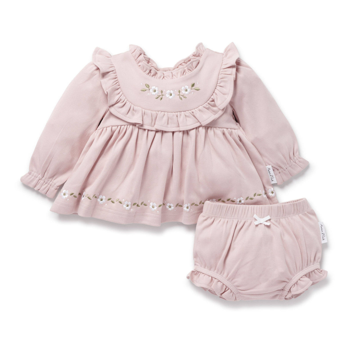 Embroidered Ruffle Dress & Bloomer Set